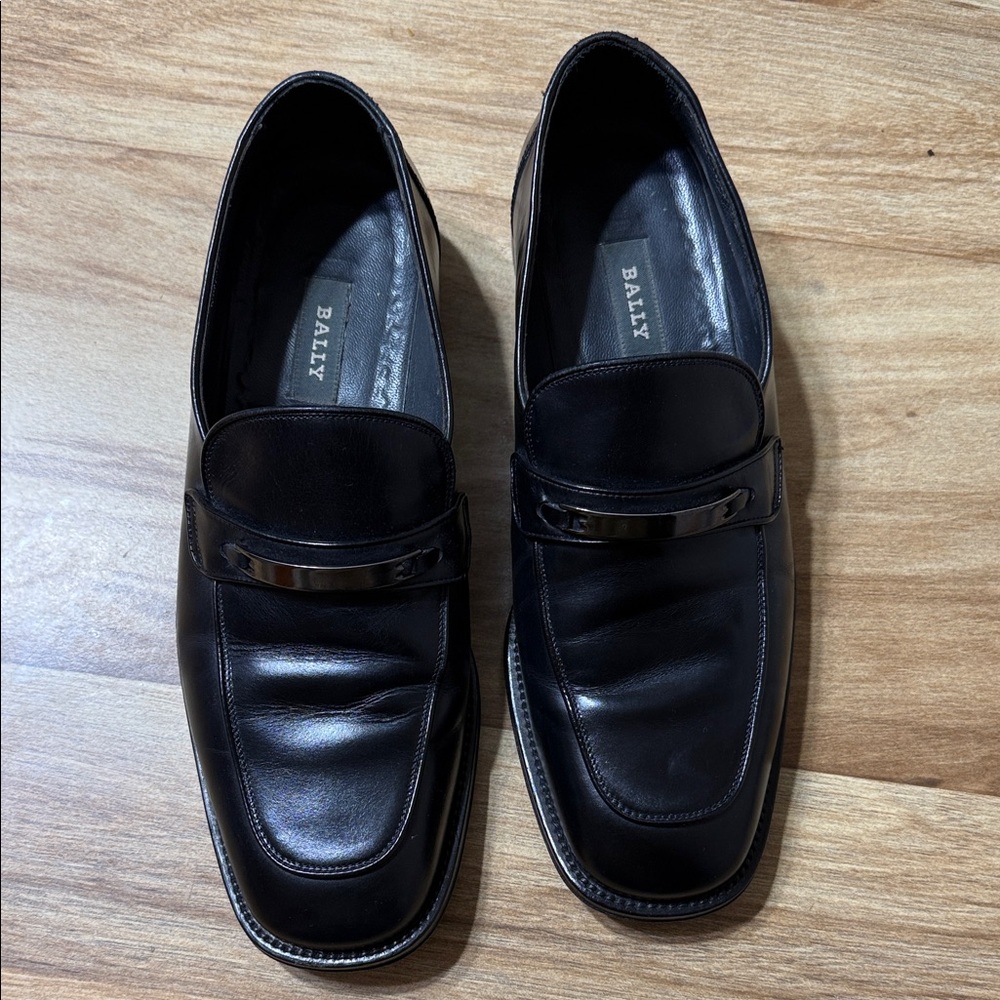 Bally Men's Classic Black Leather Slip-Ons 9us